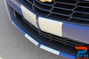 Side Angle of 2019-2024 Chevy Camaro with Turbo Rally Stripes – Blue Chevy Camaro featuring professionally installed white racing stripes extending across the entire body.