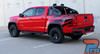 Rear Side Angle of Chevy Colorado with Antero Decals – Rear side shot of a red Chevy Colorado featuring high-quality Antero bedside graphics, enhancing the truck’s aggressive and off-road-ready look.