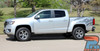 Chevy Colorado Bedside Mountain Decal Close-Up – Detailed shot of the Antero vinyl graphics applied to a silver Chevy Colorado’s bedside, showing the precision-cut design and seamless fit.