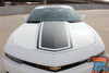 Close-Up of Bee 3 Hood Stripes on 2014-2015 Chevy Camaro – High-Quality 3M 2080 & Avery Vinyl Racing Stripes for OEM-Style Fit.