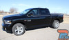 Dodge Ram 1500 Hustle Hood Spears and Side Pinstripes – Factory-style vinyl stripe kit designed for Dodge Ram 1500, featuring hood accents and rear bed side graphics.