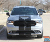 Dodge Durango Hood and Roof Stripes – Black Dodge Durango with a full racing stripe kit, adding an aggressive performance look.