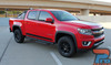Red Chevy Colorado Rampart Rocker Panel Stripes – Add a bold accent to your Chevy Colorado WT, LT, Z71 (2015-2022) with black rocker stripes. Made with precision-cut 3M 2080 vinyl for long-lasting performance.