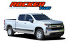 Chevy Silverado Rocker Two Stripes Decal - A white 2019-2026 Chevy Silverado with Rocker Two lower rocker panel vinyl graphics installed, enhancing the truck's bold factory-style appearance.