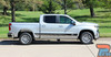 Chevy Silverado Rocker Stripes Factory Style - A sleek Chevy Silverado 2019-2026 equipped with Rocker Two vinyl decals, precision-cut for a seamless OE-style fitment.