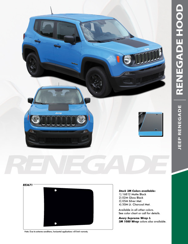 Jeep Renegade Hood Stripes Jeep Renegade Hood Decals TRAILHAWK
