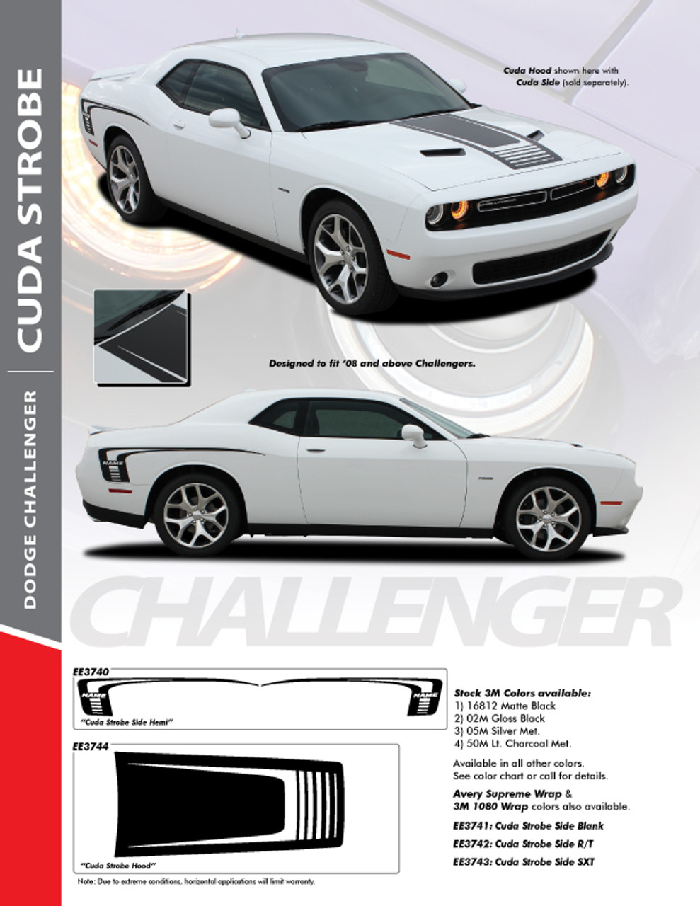 Auto Parts & Accessories Dodge Challenger Strobe Racing Side Stripes