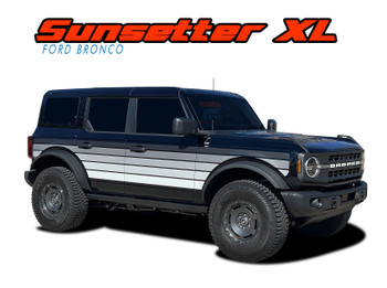 SUNSETTER XL MONO for 2021-2026 Ford Bronco Full Size Side Door Decals Body Stripes Vinyl Graphics Kit
