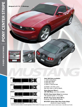 PONY CENTER : 2010-2012 Ford Mustang Wide Center Hood Roof Trunk Racing Stripe Vinyl Graphics Kit