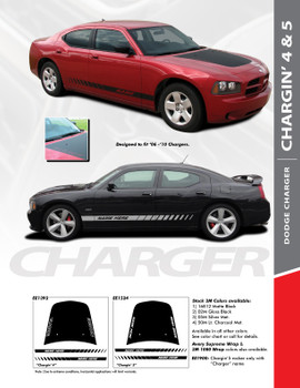 CHARGIN 4 : "Hemi" Hood - "Daytona" Rocker Panel Vinyl Graphics Kit 2006 - 2010 Dodge Charger