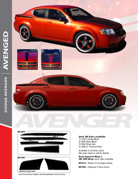 AVENGED : 2008-2014 Dodge Avenger Hood Quarter and Trunk Vinyl Graphics Decals Stripe Kit