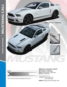 CALI GT/CS : 2013-2014 Ford Mustang "California Special Style" Hood and Rocker Panel Stripes Vinyl Graphic Decals Kit