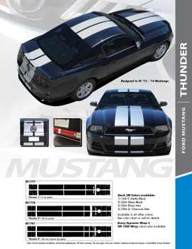 THUNDER : 2013-2014 Ford Mustang 10" Lemans Style Racing Stripes Hood Rally Striping Vinyl Graphics Kit