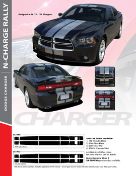 N-CHARGE RALLY : 2011-2014 Dodge Charger 10" Racing Stripes Vinyl Graphics Rally Decal Kit