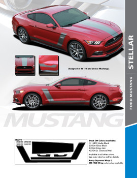 STELLAR : 2015-2017 Ford Mustang Boss Style Hood Side Door Vinyl Graphic Decals Stripes Kit