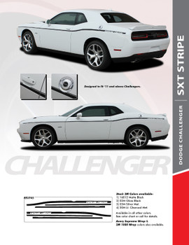 SXT STRIPE : 2011-2024 Dodge Challenger Thin Side Door Factory Style Vinyl Graphic Stripes