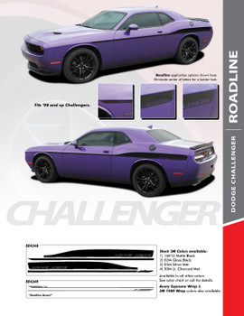 ROADLINE : 2008-2024 Dodge Challenger Wide Upper Door Vinyl Graphics Side Stripes Accent Decals