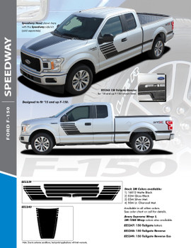 SPEEDWAY SIDES : 2015-2020 Ford F-150 Special Edition Appearance Package Style Door Hockey Stripe Vinyl Graphics Decals Kit 
