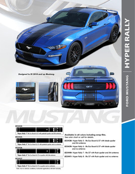 HYPER RALLY : 2018-2023 Ford Mustang Stripes Euro Style Center Wide Racing Stripes Vinyl Graphics Kit (PDS-5434)