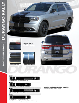 DURANGO RALLY : 2014-2024 Dodge Durango Hood Racing Stripes Vinyl Graphics Accent Decal Kit