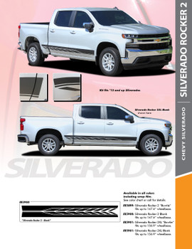 SILVERADO ROCKER 2 : 2019-2023 Chevy Silverado Lower Rocker Panel Stripe Striping Vinyl Graphic Decal Kit