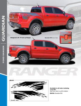 GUARDIAN : 2019 2020 2021 2022 2023 2024 Ford Ranger Bed Stripes Decals Vinyl Graphics Stripe Kit (PDS-6549)