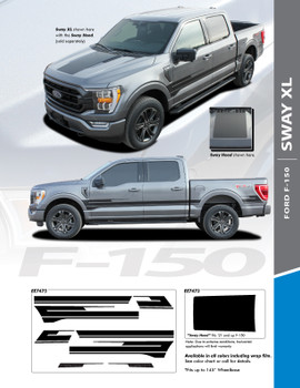 SWAY XL : 2021-2024 Ford F-150 Side Door Body Panel Stripes Vinyl Graphic Decals Kit