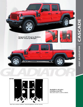 CASCADE : 2020-2024 Jeep Gladiator Side Body Decal Vinyl Graphics Stripe Kit