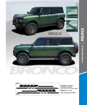 REINS : 2021-2024 Ford Bronco Side Body Door Stripes Decals Vinyl Graphics Stripe Kit