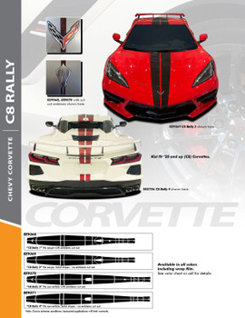 C8 RALLY : 2020-2026 Chevy C8 Corvette Racing Stripes Bumpers Hood Roof Trunk Vinyl Graphic Decals Kit