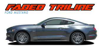 FADED TRILINE ROCKER Lower Door Panel Rocker Stripes Vinyl Graphic Decals Kit : Ford Mustang Vinyl Graphics Decals Stripes Kit