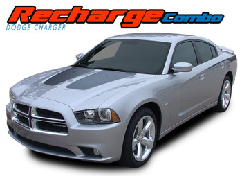 RECHARGE COMBO Dodge Charger Split Hood Decals and Rear Quarter Panel Stripe Vinyl Graphics Kit : Dodge Charger Vinyl Graphics Decals Stripes Kit