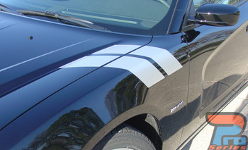 RECHARGE DOUBLE BAR | 2011-2014 Dodge Charger Hood to Fender Hash Marks Vinyl Graphic Decals & Stripe Kit