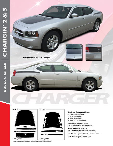CHARGIN 2 : "Charger" Style Vinyl Graphics Kit for 2006 2007 2008 2009 2010 Dodge Charger