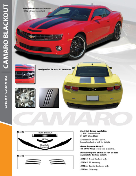 TOTAL BLACKOUTS : 2010 2011 2012 2013 Camaro Accent Decals Kit 