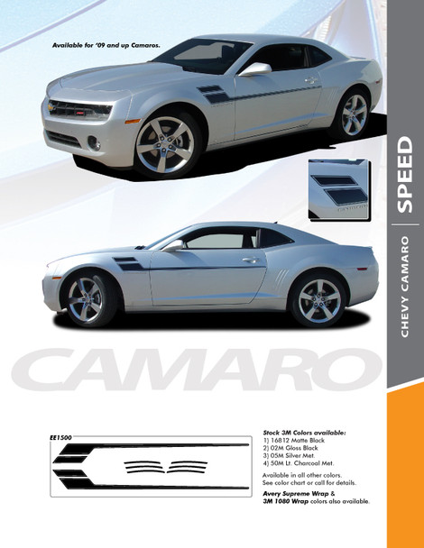 SPEED : 2010- 2015 Camaro Hockey Decal Side Vinyl Graphics Striping Decal Kit