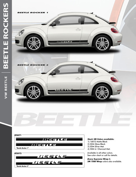 BEETLE ROCKER ONE : 2012-2019 Volkswagen Beetle Lower Door Rocker Panel Striping Vinyl Graphics Decal Kit