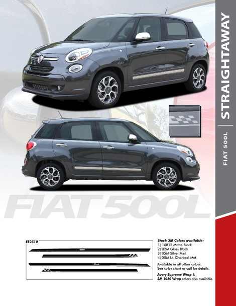STRAIGHTAWAY : 2014-2016 Fiat 500L Abarth Upper Side Door Vinyl Graphics Stripes Decals Kit