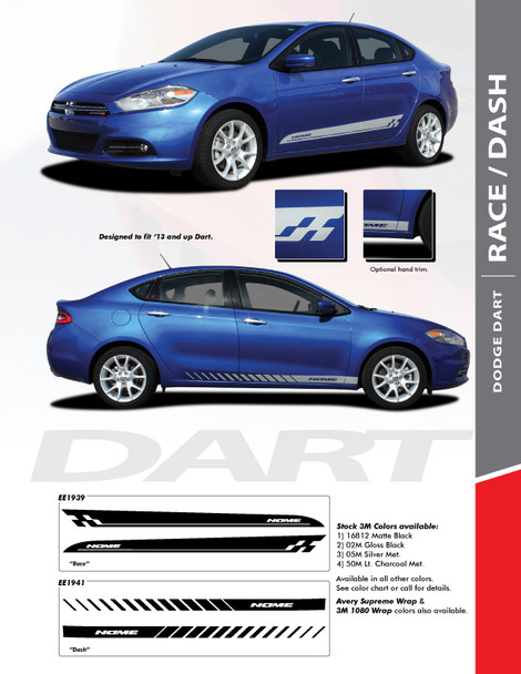 RACE : 2013-2016 Dodge Dart Lower Door Rocker Vinyl Graphics Decals Stripes Kit RACE : 2013-2016 Dodge Dart Lower Door Rocker Vinyl Graphics Decals Stripes Kit