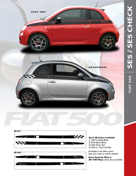 SE 5 : 2011-2016 Fiat 500 Upper Door Accent Striping Abarth Vinyl Graphics Stripes Decals Kit SE 5 : 2011-2016 Fiat 500 Upper Door Accent Striping Abarth Vinyl Graphics Stripes Decals Kit