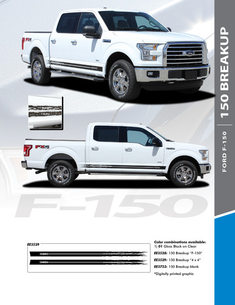 F-150 BREAKUP ROCKER : 2015-2026 Ford F-150 Lower Door Rocker Panel Stripes Vinyl Graphic Decals Kit