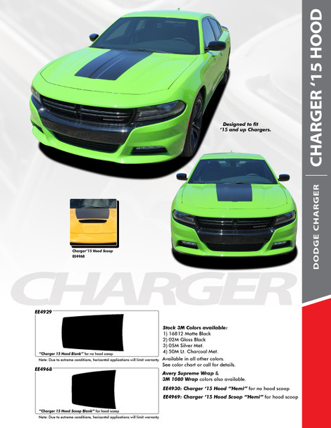 Dodge Charger Stripes Daytona Hemi Hood Decal Graphic Decals
