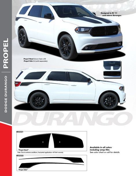 PROPEL SIDES : 2011-2024 Dodge Durango Rear Quarter Accent Vinyl Graphics Accent Decal Stripe Kit