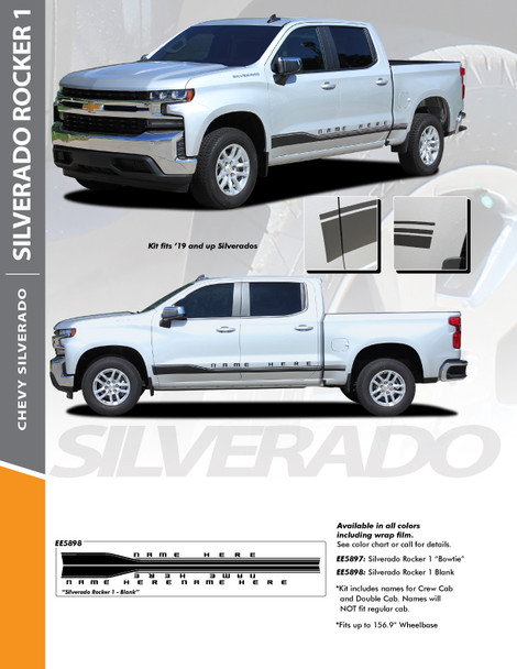 SILVERADO ROCKER 1 : 2019-2024 Chevy Silverado Lower Rocker Panel Stripe Striping Vinyl Graphic Decal Kit