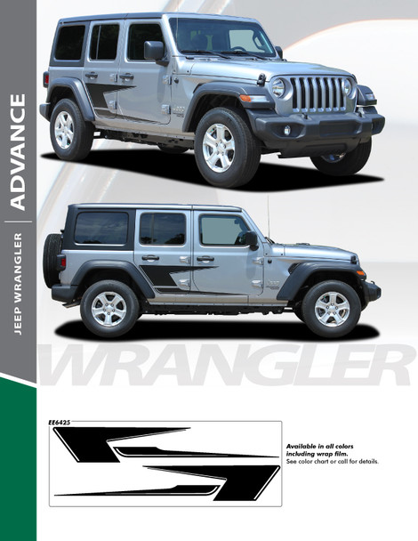 ADVANCE : 2018-2024 Jeep Wrangler Side Vinyl Graphics Decal Stripe Kit