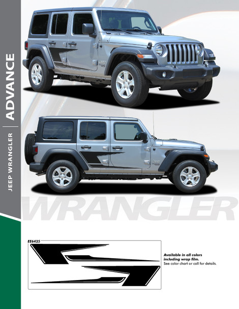 ADVANCE : 2018-2026 Jeep Wrangler Side Vinyl Graphics Decal Stripe Kit
