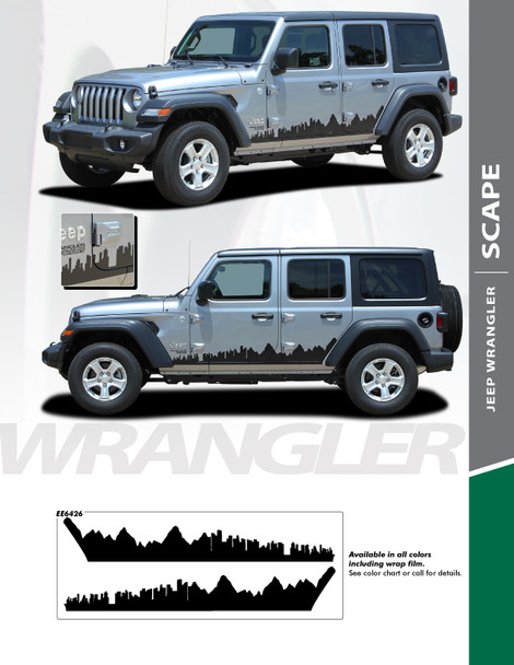 SCAPE : 2018-2026 Jeep Wrangler Side Vinyl Graphics Decal Stripe Kit