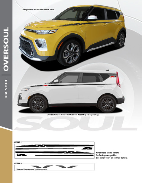 OVERSOUL : 2020-2025 Kia Soul Upper Body Line Accent Vinyl Graphics Decal Stripe Kit