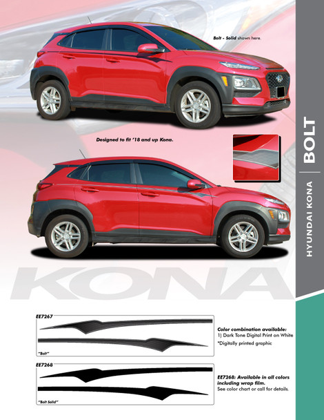 BOLT : 2018-2024 Hyundai Kona Upper Door Accent Vinyl Graphic Stripes Decal Kit