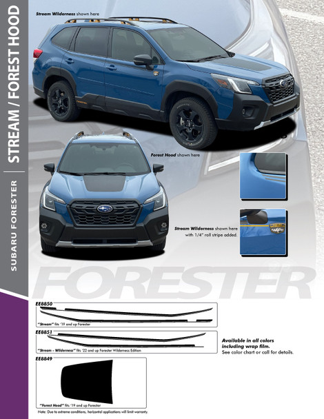 STREAM and FOREST HOOD : 2019 2020 2021 2022 2024 Subaru Forester Hood and Sides Body Accent Trim Vinyl Graphic Striping Decal Kit STREAM and FOREST HOOD : 2019 2020 2021 2022 2024 Subaru Forester Hood and Sides Body Accent Trim Vinyl Graphic Striping Decal Kit